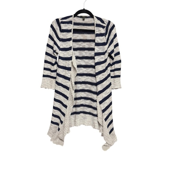 Cupio size small gray/blue duster length Striped Open-Front Cardigan Sweater - Picture 1 of 6